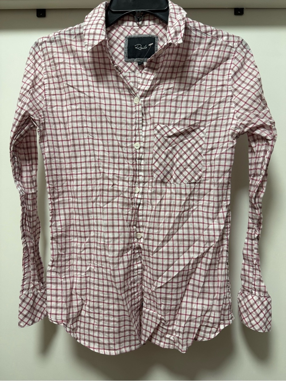 $158 MSRP Rails Pink & Magenta Plaid Button-Up Shirt size XS